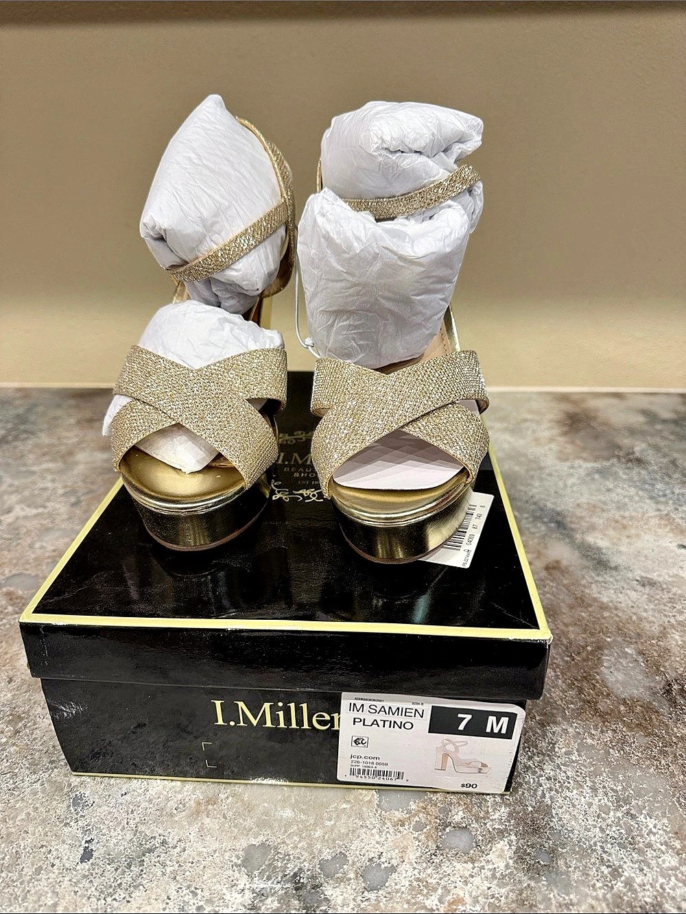 I. Miller Samien Platino Platform Heels Gold US 7